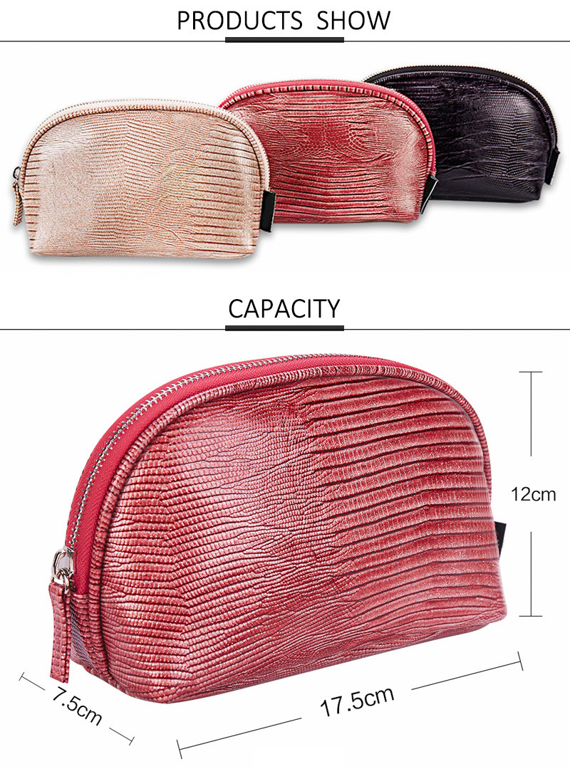 Shell Shape Zippered Length 17.5cm PU Cosmetic Bag