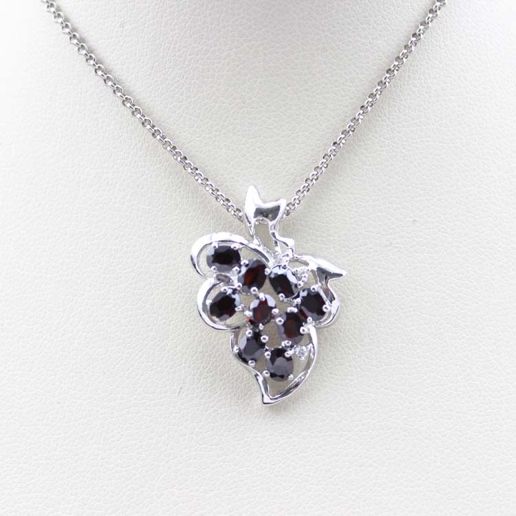 Women Jewelry 925 Silver Red Cubic Zircon Grape Pendant (PSJ0228)