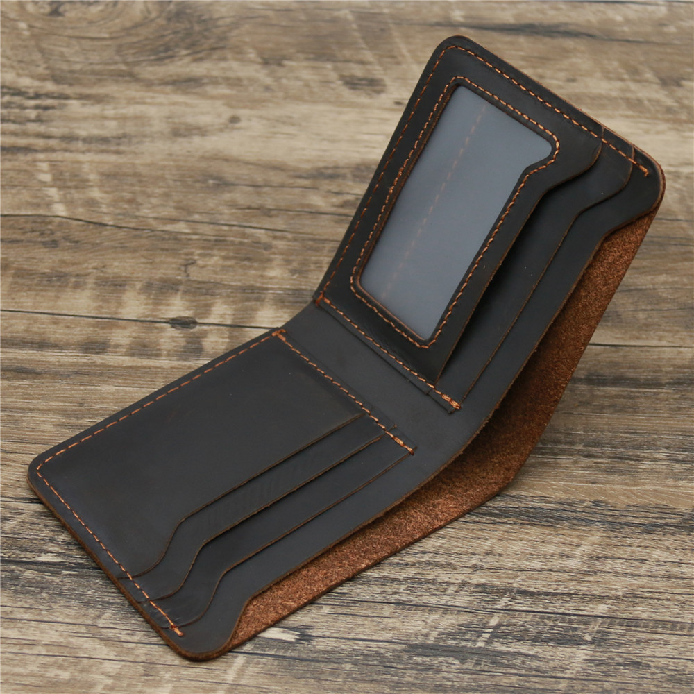 Open Closure Minibook Genuine Leather Multi-function Card Holder Clip Wallet for Men