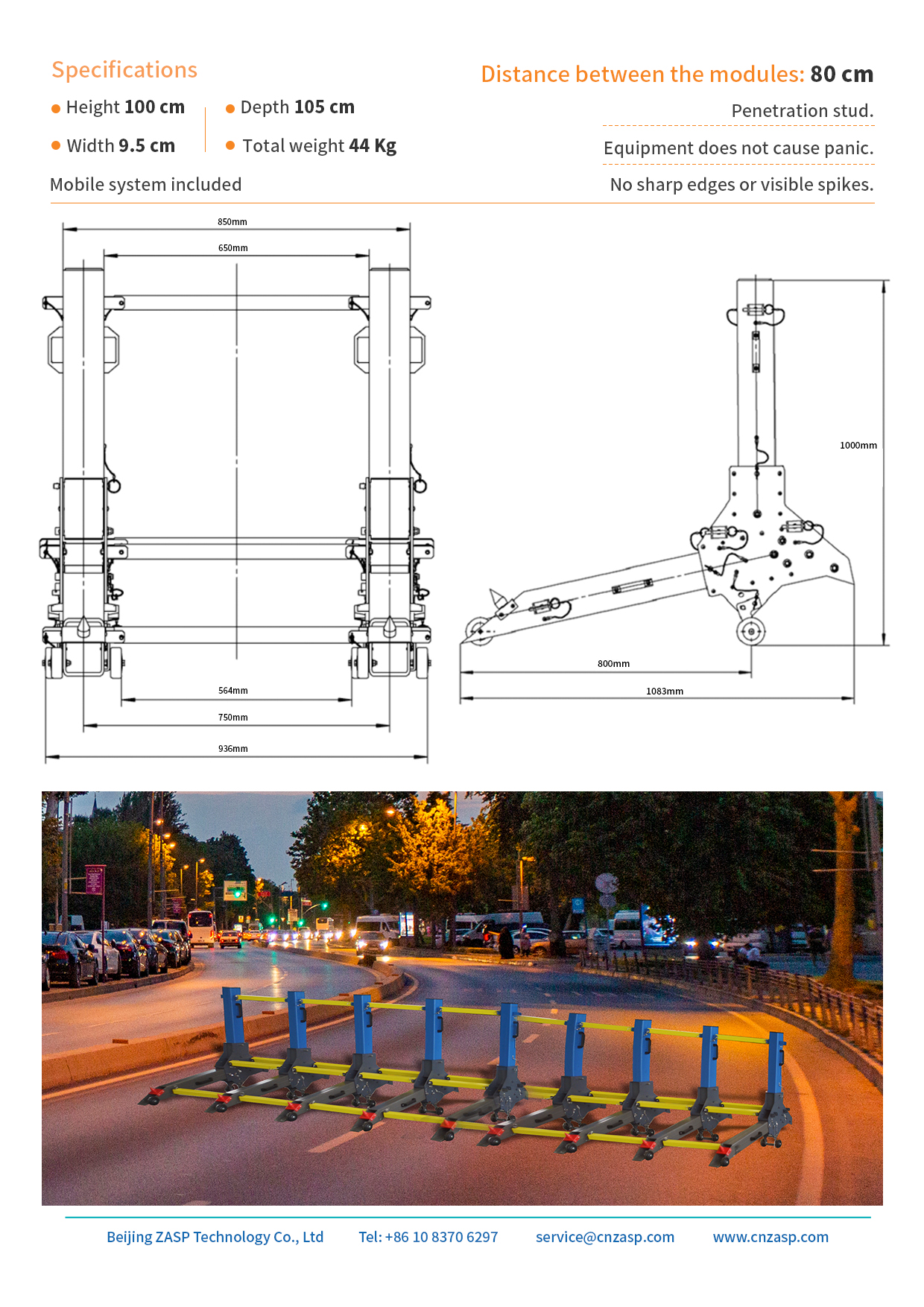 A3 Steel Anti Vehicle Barrier Crash Rated Anti Ramming MVB 44kg