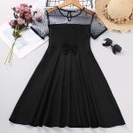 Children'S Dress Clothing Girls Bow Dress Children'S Short-Sleeved Retro Dress