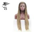 Blonde Silky Synthetic Braided Wigs , Fully Braided Lace Wig For African Women