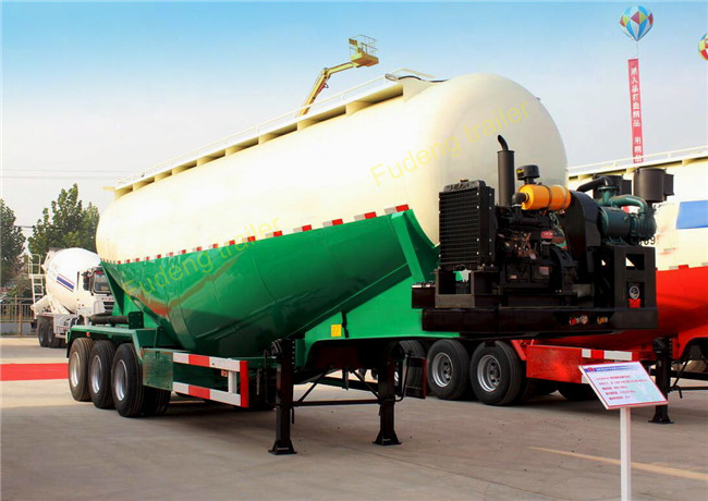 3 Axle 35cbm - 55cbm Powder Bulk Cement Semi Trailer With 12 Wheeler