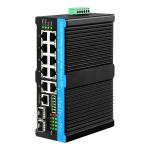 10/100/1000Mbps Managed Industrial POE Fiber Switch 2 Fiber 10 RJ45 Gigabit