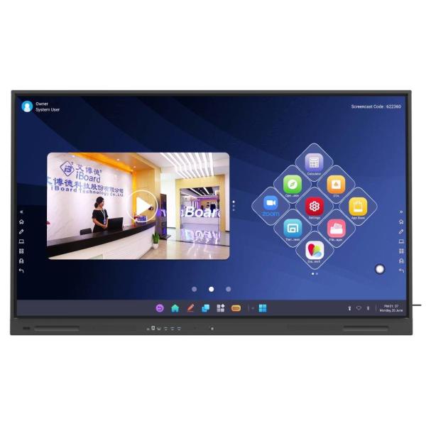 IBoard 3840X2160 Resolution Infrared Multi Touch Screen Interactive Flat Panel with Dual System Android Windows for Office and Education