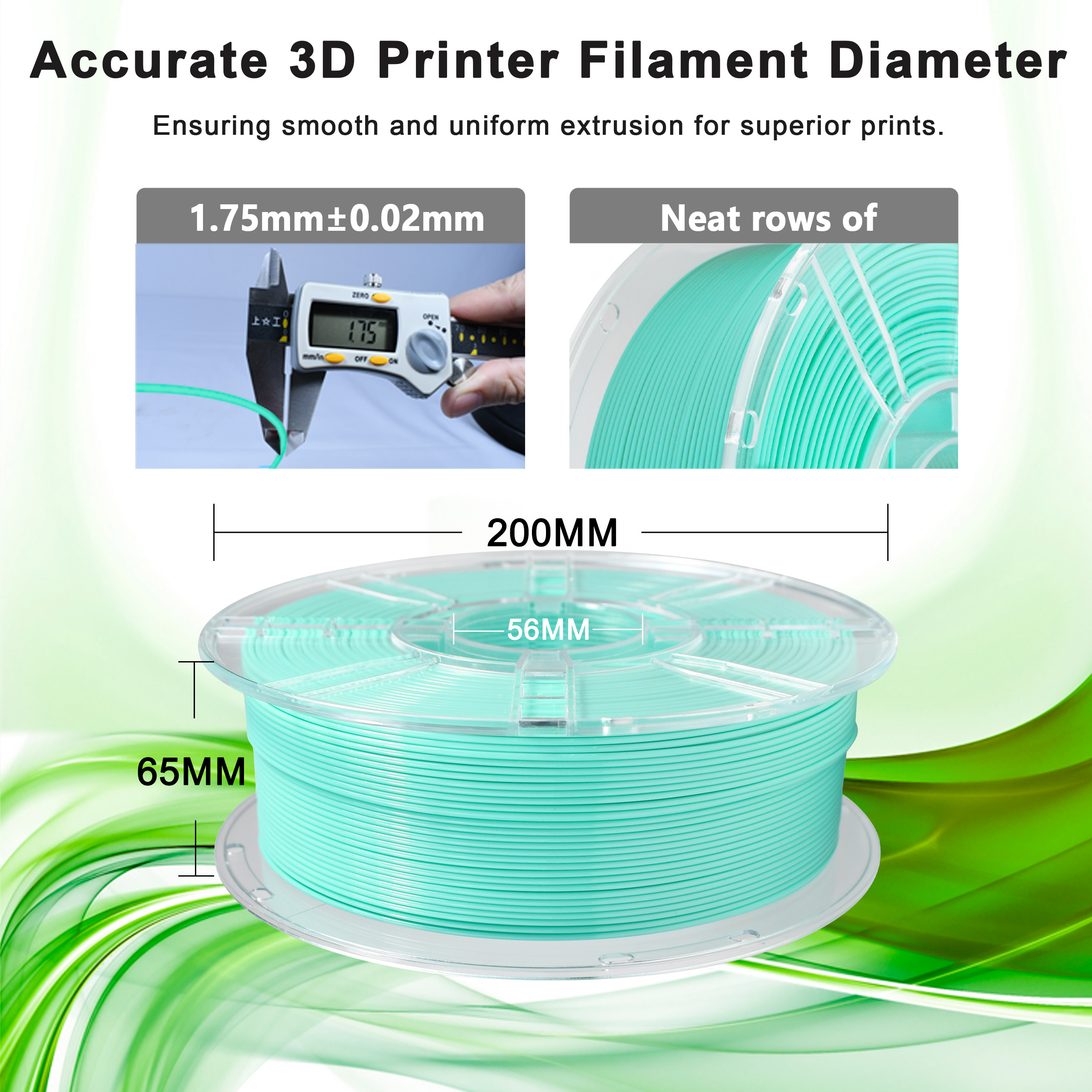 3D Printer Filament 1.75 PETG Mint Green 1kg Toughness Enhanced Customized Request