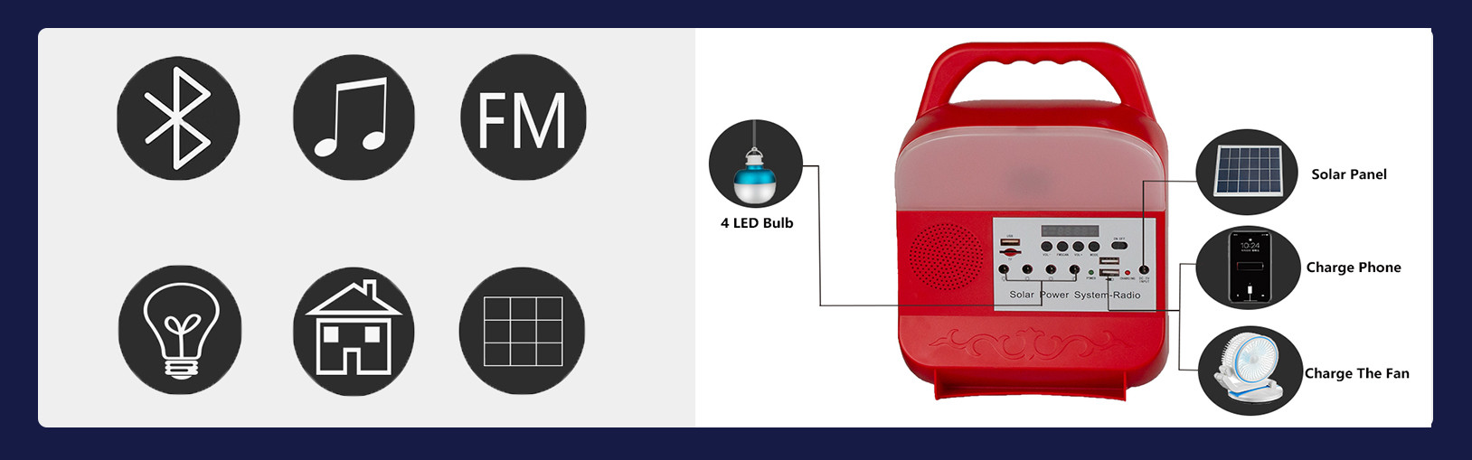 Home Portable Solar Light Kit Led Lighting System With Bluetooth
