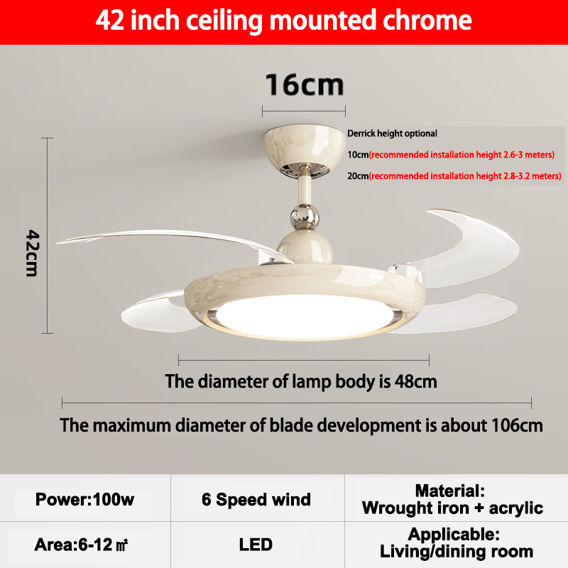 42 Inch Smart Luxury Indoor Fan Light , Modern Living Room Ceiling Fans With Bright Lights