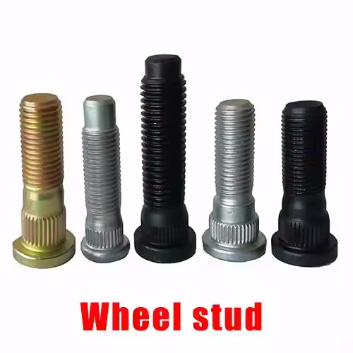40Cr 14.2mm Knurl Wheel Lug Stud With Long Splines 24mm Shank Length