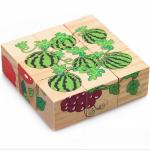 3.5cm Fruit Wooden Blocks Toys Animal Puzzle Blocks For Kids