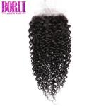 4*4 5*5 6*6 Brazilian Deep Curly Human Hair , Lace Closure With Baby Hair