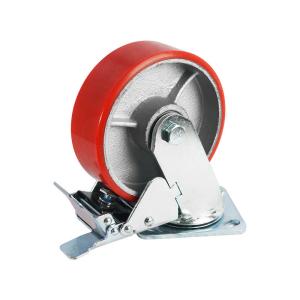 Wholesale Top Plate Size 92*64mm Heavy Duty 550kg Loading Iron PU Caster Wheel for Equipment from china suppliers