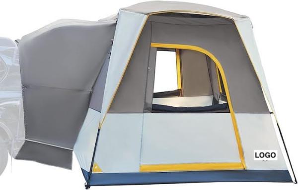 Outdoor 3.05*2.44*2.18M Easy Setup Khaki Polyester Fiberglass SUV Camping Tent