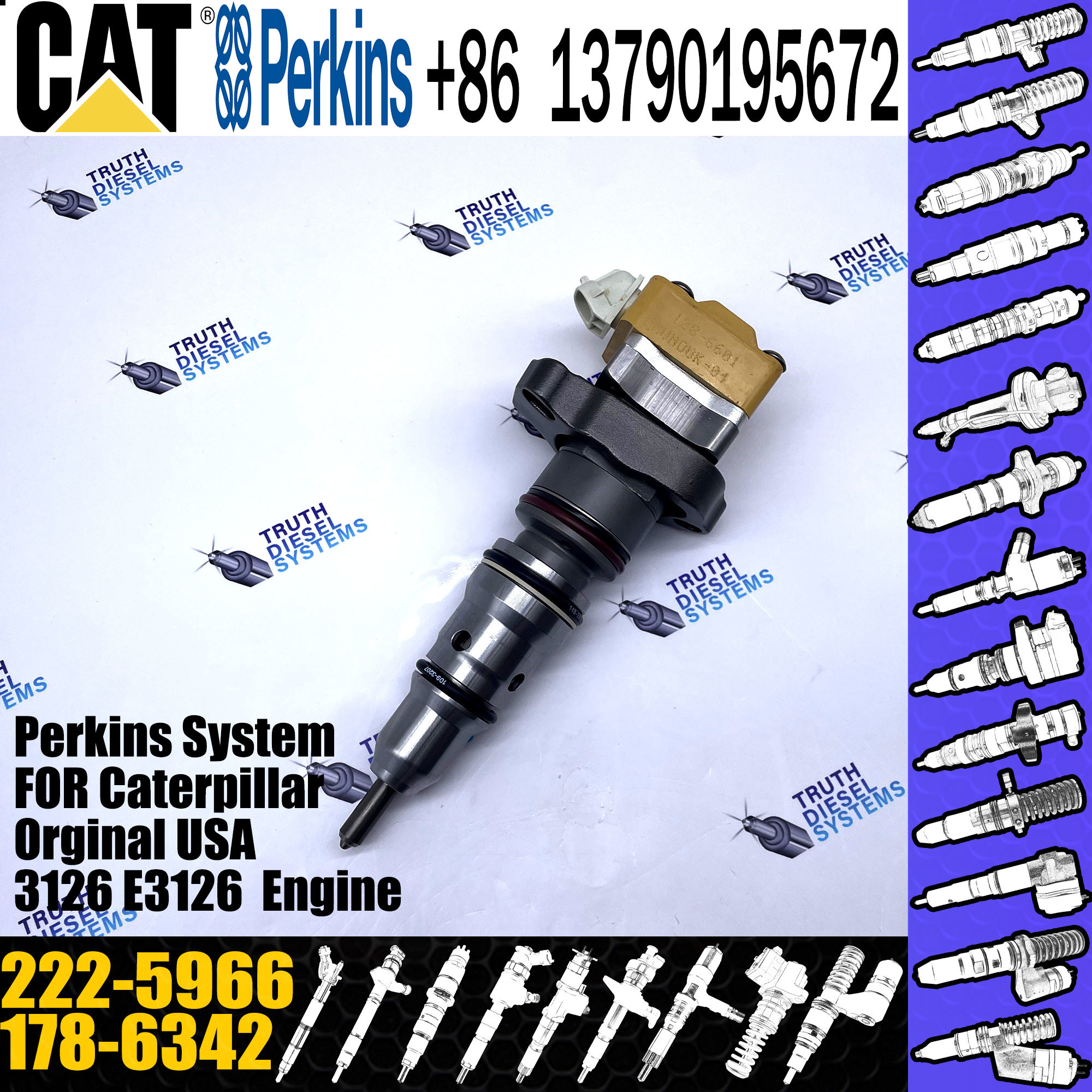 Diesel Machinery Parts Fuel Injector 178-6342 128-6601 222-5966 for E325C 3126 Engine