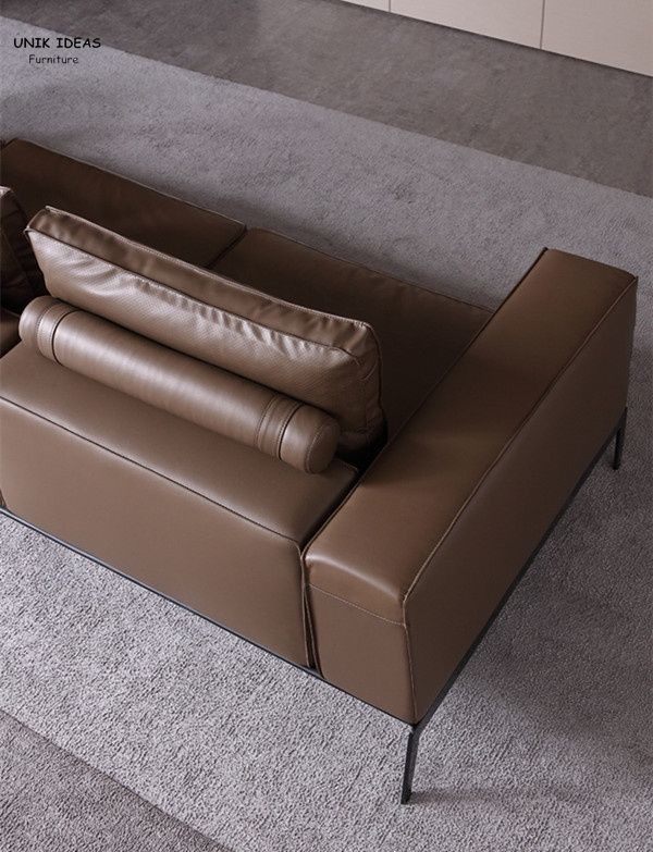 3 Piece Brown L Shaped Leather Couch Loveseats Cosy For Small Apartment