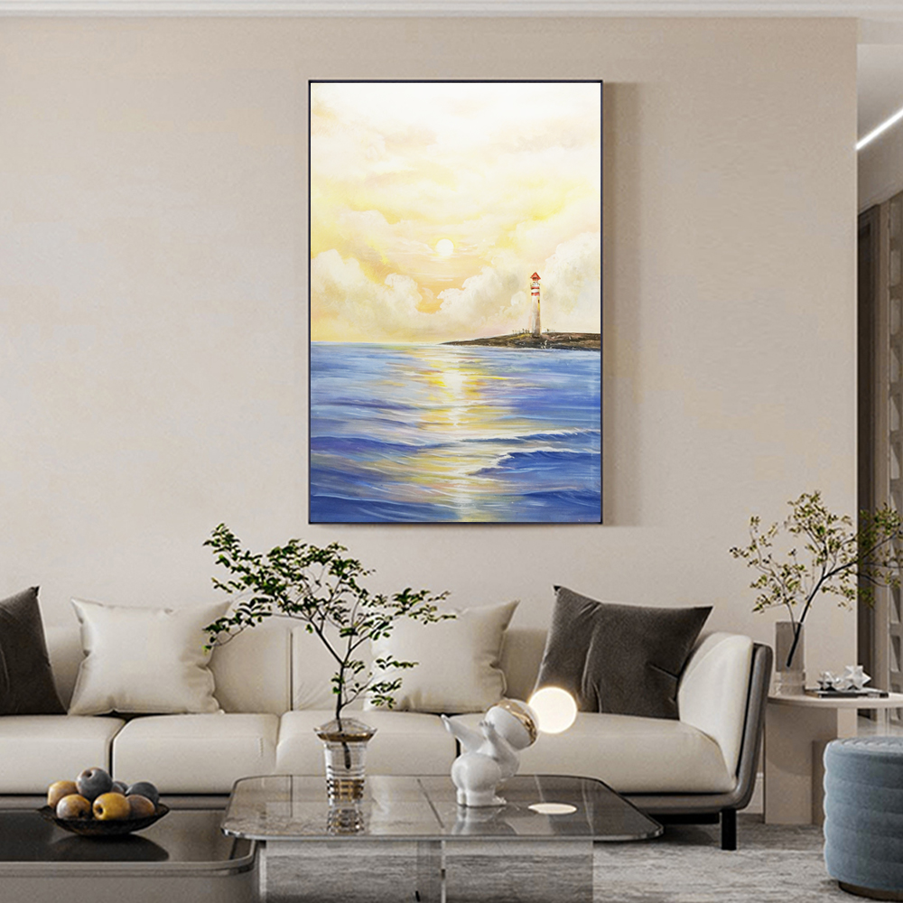 Modern Seascape Texture Canvas Oil Painting Home Decor Prints with Customized Size Accepted on Canvas Support Base