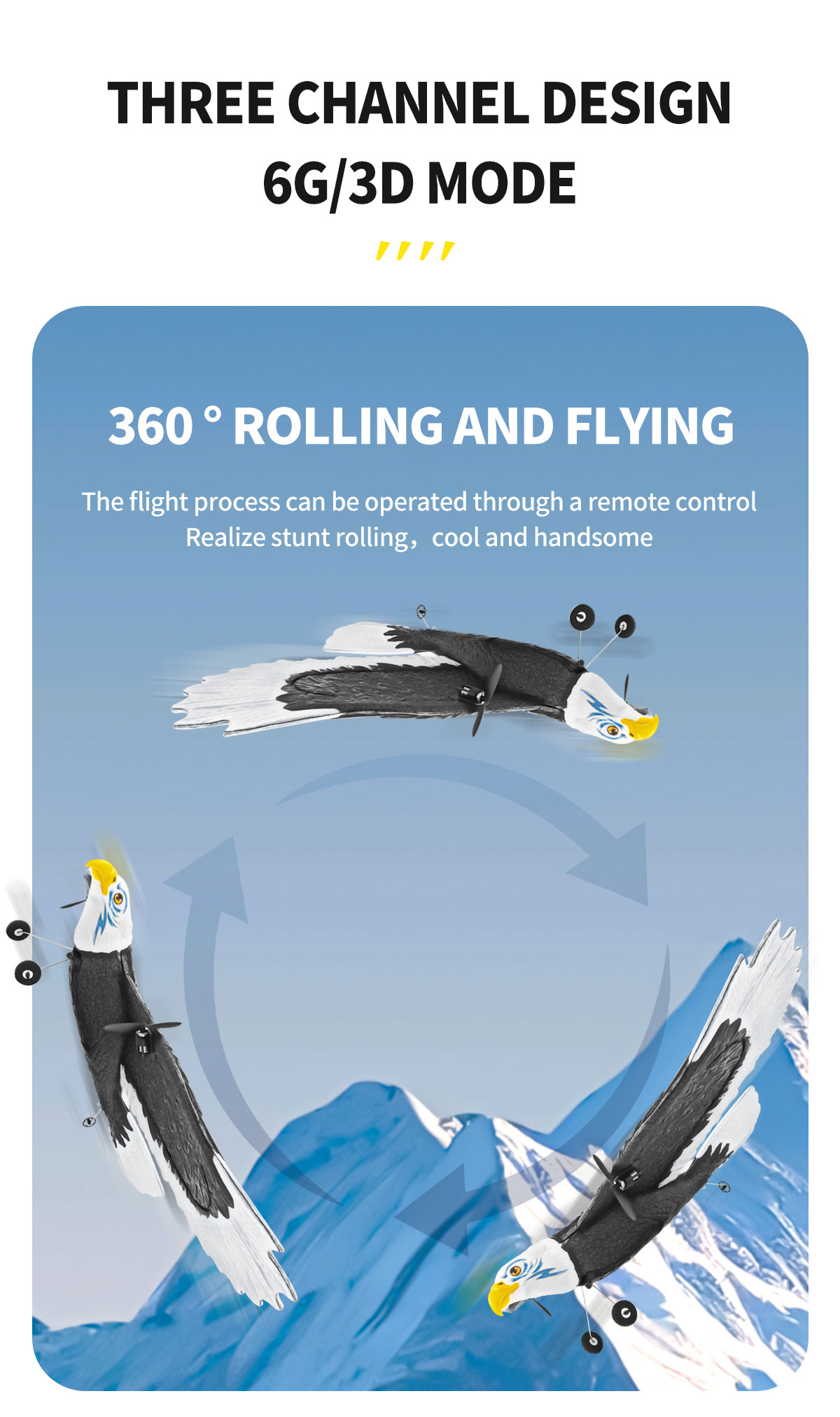 Features RTF 3ch Epp Foam Rc Simulation Wingspan Bald Eagle 2.4g Rc Glider Airplane Toys with 14 Years up Age Range