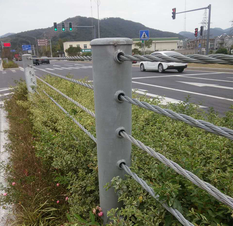 Roadway Safety Barrier Flexible Cable Guardrail With Galvanized Powder Coated Coating