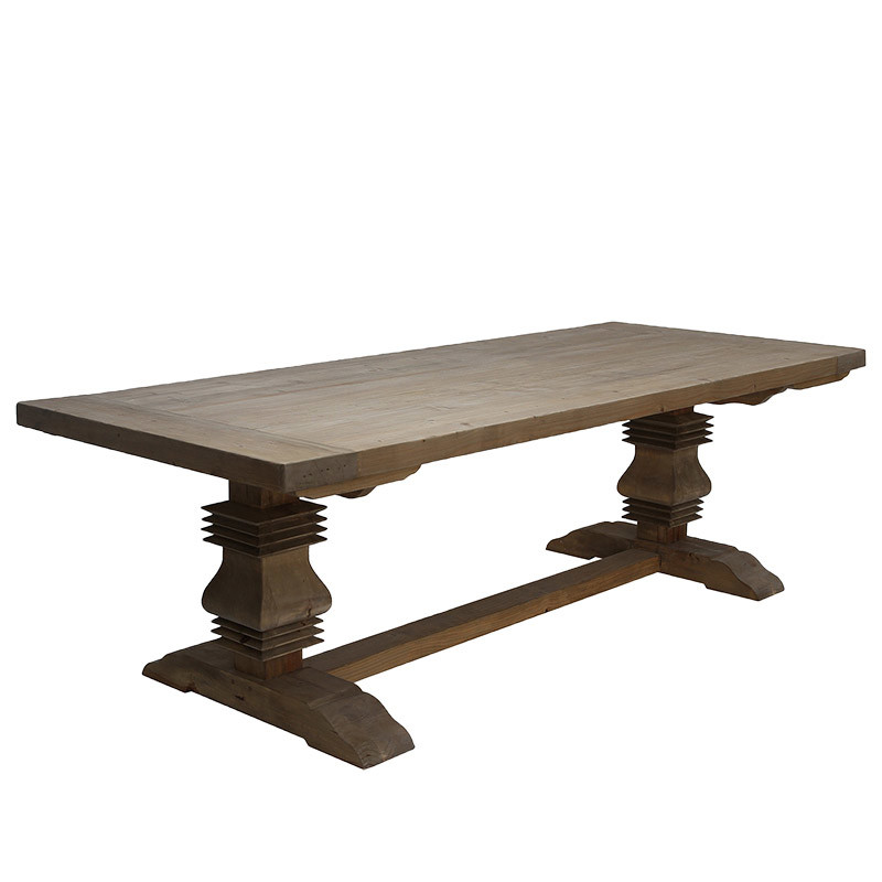 Length 240cm Solid Oak Industrial Dining Table For Hotel Restaurant