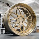 Customized 2 Piece Super Deep Concave Brushed Bronze Polished Lip Forged Wheels