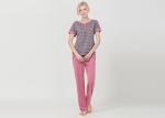Homestyle Round Neck Women'S Pajama Short Sets , Ladies Striped Pyjamas sets