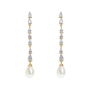 Wholesale ECO Friendly Bridal Pearl Drop Earrings 18K Gold Teardrop Bridal Earrings from china suppliers
