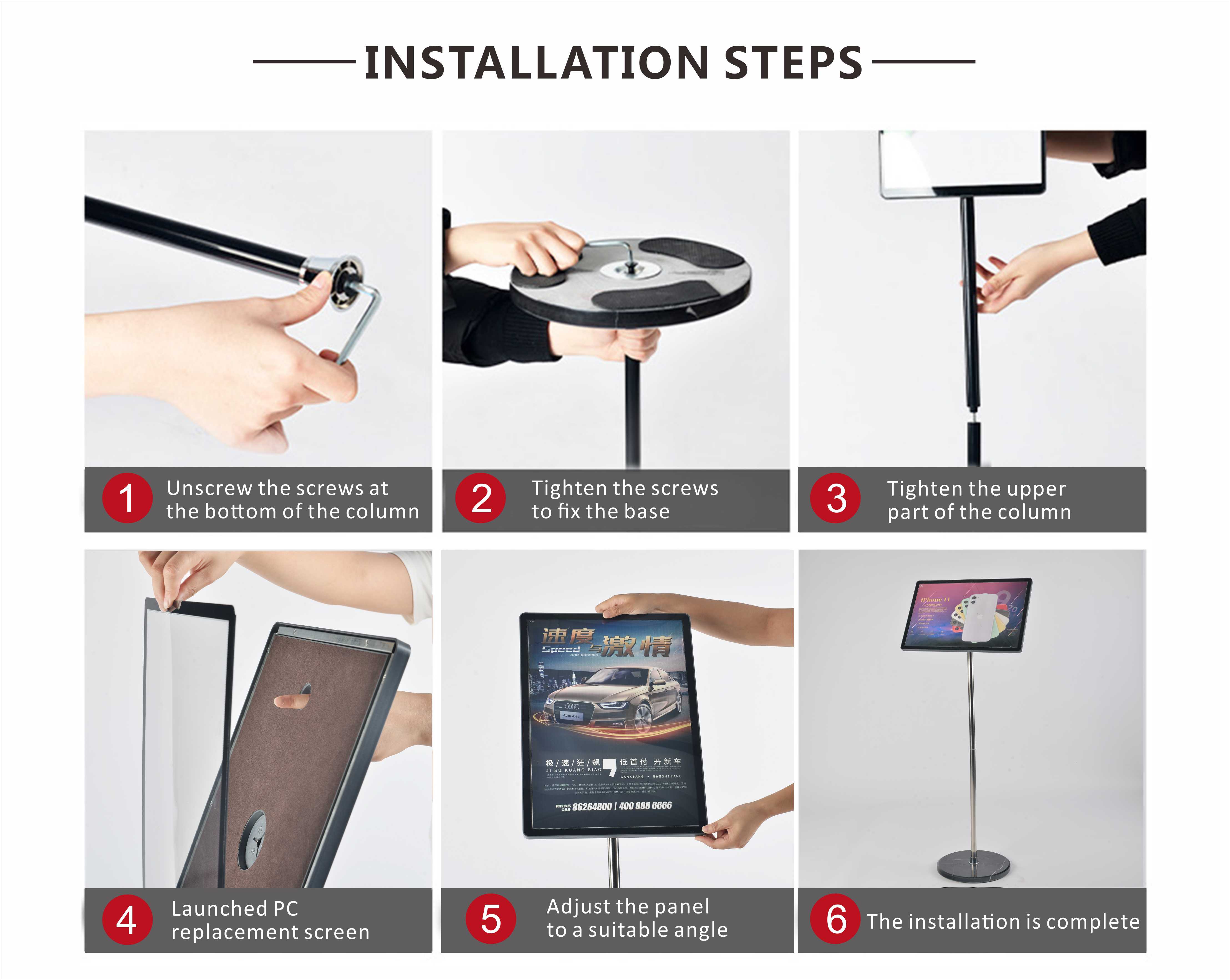 Shopping Mall Poster Board Stand 1290X290mm Advertising Display Equipment