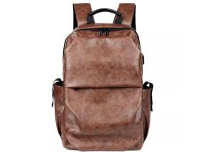 Wholesale Teenager Leakproof Leather Casual Backpack With USB Charging from china suppliers