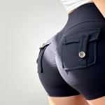Buttocks Back Pocket Yoga Pants High Waisted Booty Scrunch Workout Shorts