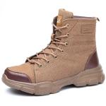 Brown Lightweight Safety Work Boots Breathable Wide Steel Toe Shoes Flexible