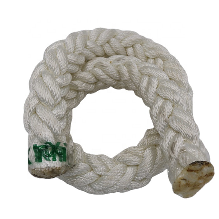 High Quality White Polyester 8 Strands Marine Rope Mooring Rope