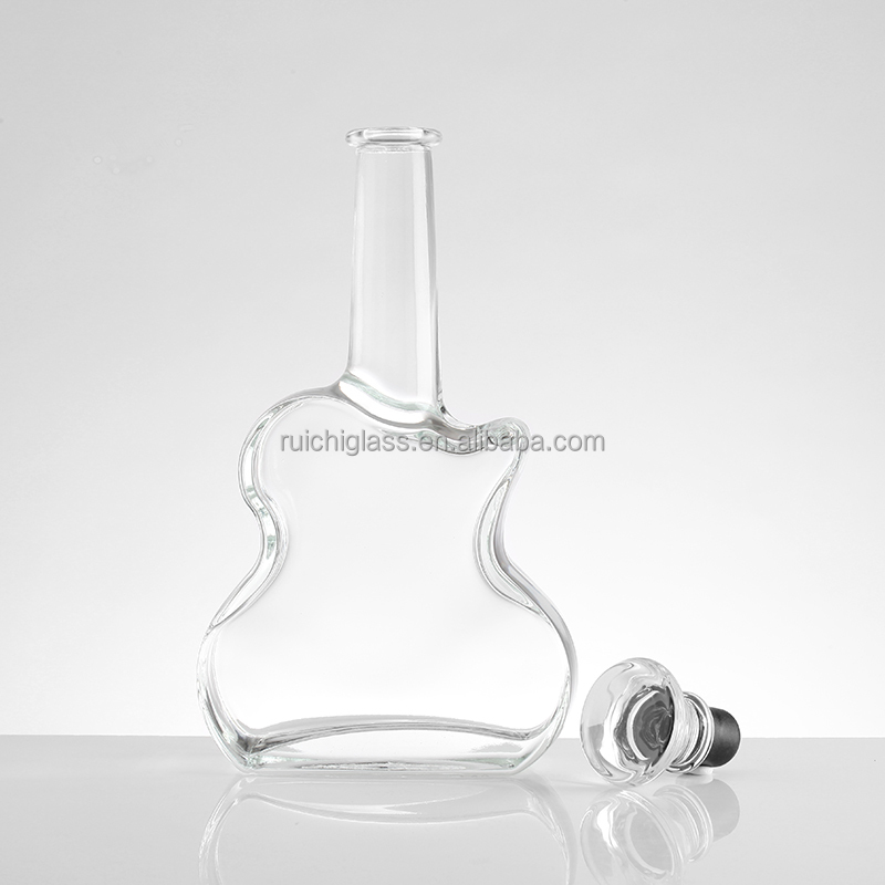 750ml Guitar Shaped Glass Bottles for Customized Vodka and Whisky Custom Make Customized