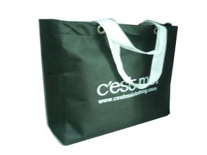 Wholesale 75g Black Fabric Zipper Shopping Bags, Non Woven Carry Bag With White Handle from china suppliers