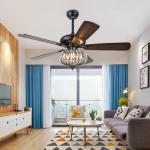 52inch Ceiling Fans Lamps Wood Modern Crystal Pendant Fan Lights Bedroom Living