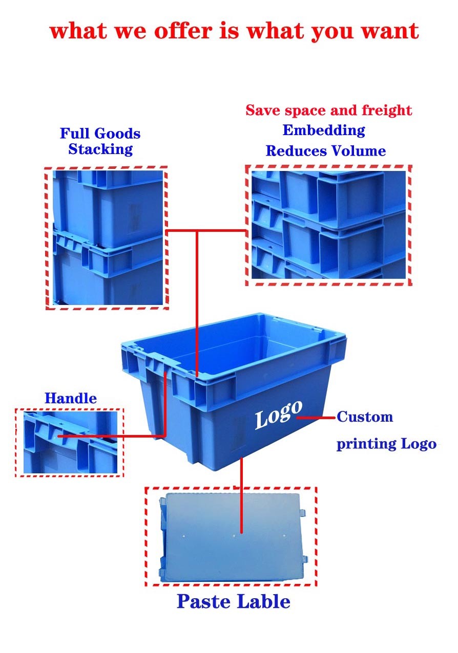 600*300mm Nestable Storage Plastic Moving Stackable Heavy Duty Container