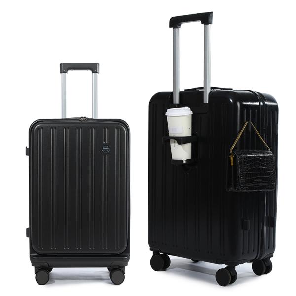 1988 hardside luggage set TSA lock spinner wheel suitcase , black ,pink ,white ,light blue USB -charging multi-functional front opening cup holder