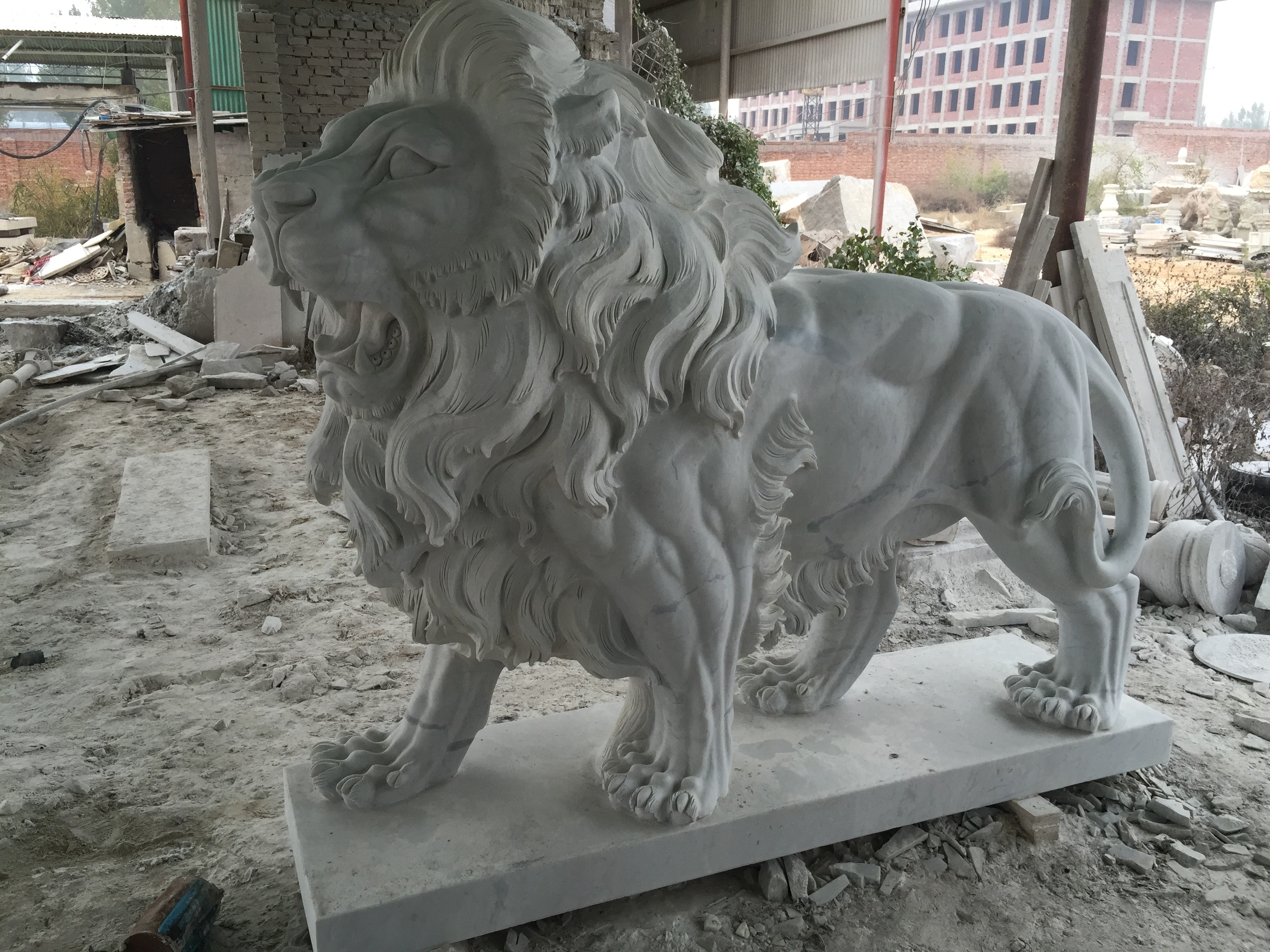 Outdoor Decoration Odm Giant Lion Statue Stone Carving Sculpture