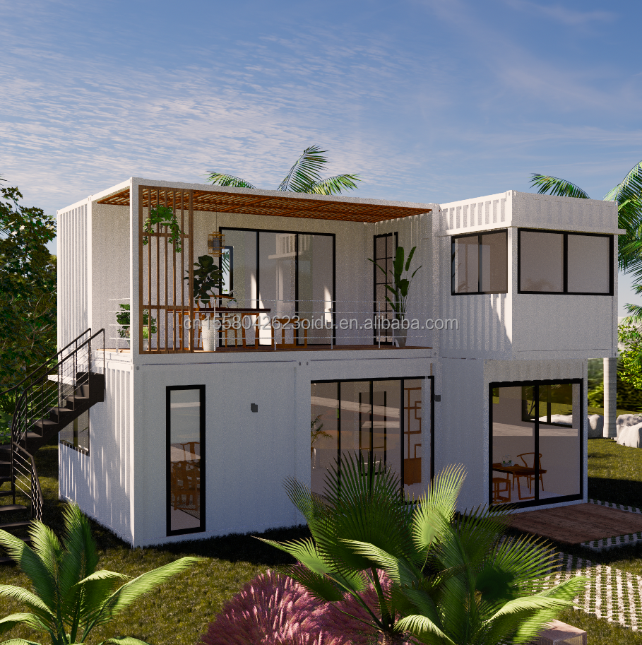 Customized Color 20ft Flat Pack Living Steel Frame Modular Home Prefab Sandwich Panel Shipping 3 Bedroom Container House