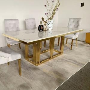 Wholesale New Stainless Steel Marble Apartment Rectangular Dining Table from china suppliers