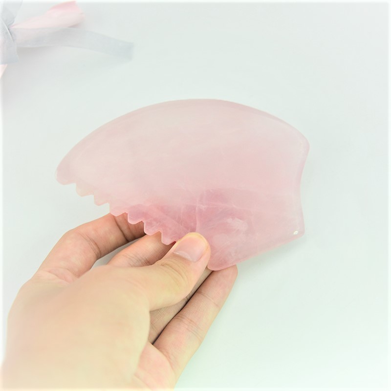 Rose Quartz Jade Gua Sha Comb 21cm Length Handheld
