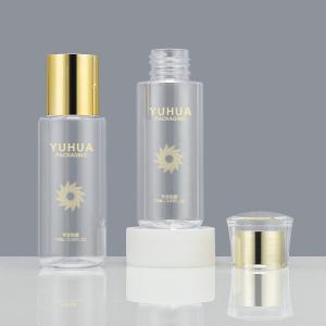 Wholesale MSDS 75ml Round Base Pet Cosmetic Bottle With Electroplate Gold Cap from china suppliers