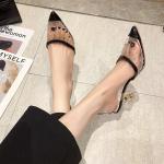 6111-3 Korean Fashion Pointed Shallow Mouth Transparent High Heels Sexy
