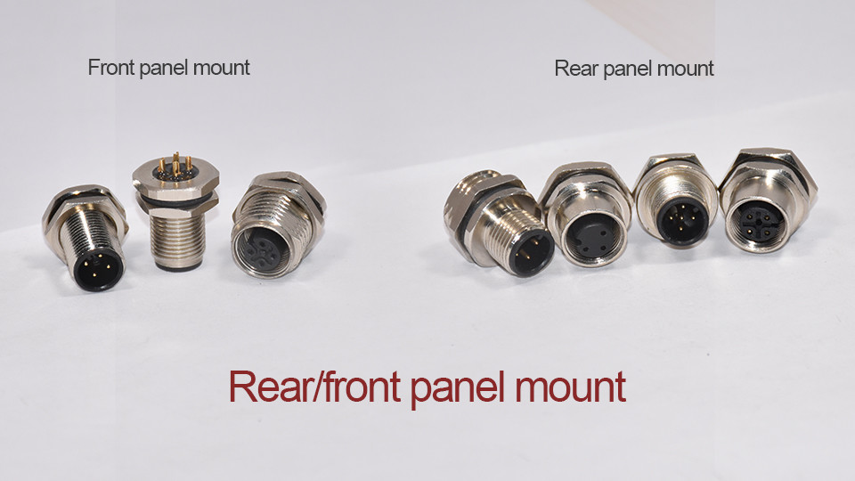 Screw Panel Mounting Metal Plastic M12 4 5 Contacts Waterproof Sensor M12 Receptacles Connectors