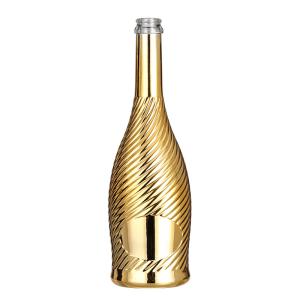 Wholesale UV Surface Handling Luxury Liquor Bottle 750ml Champagne Bottle in Golden Frosted Glass from china suppliers