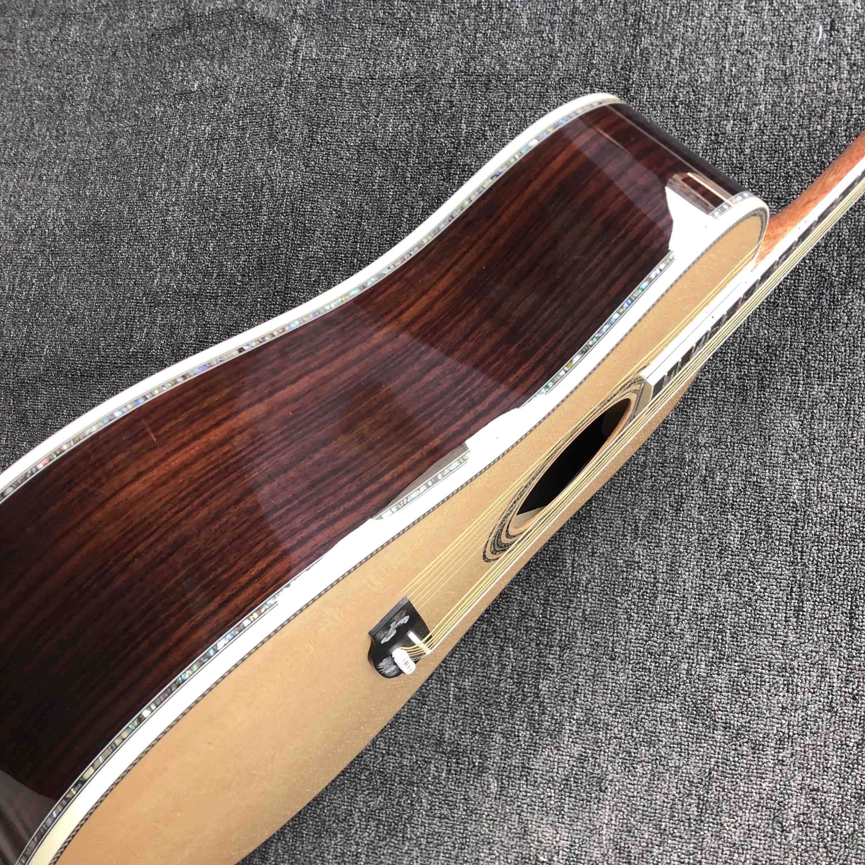 All Solid Wood Retro 41" D Type Acoustic Guitar Abalone Inlay Ebony Fingerboard