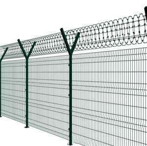 Wholesale V Panel Gal PVC Coated Barbed Wire Airport Security Fencing H 2700mm 3200mm from china suppliers