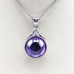 Women Jewelry 12mm Round Amethyst Cubic Zircon Pendant Enhancer (YAQ002)