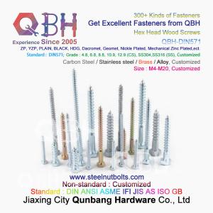 Wholesale QBH DIN 571 YZP ZP WZP BZP Yellow White Blue Zinc Plated Carbon Steel Hex Wood Screws from china suppliers