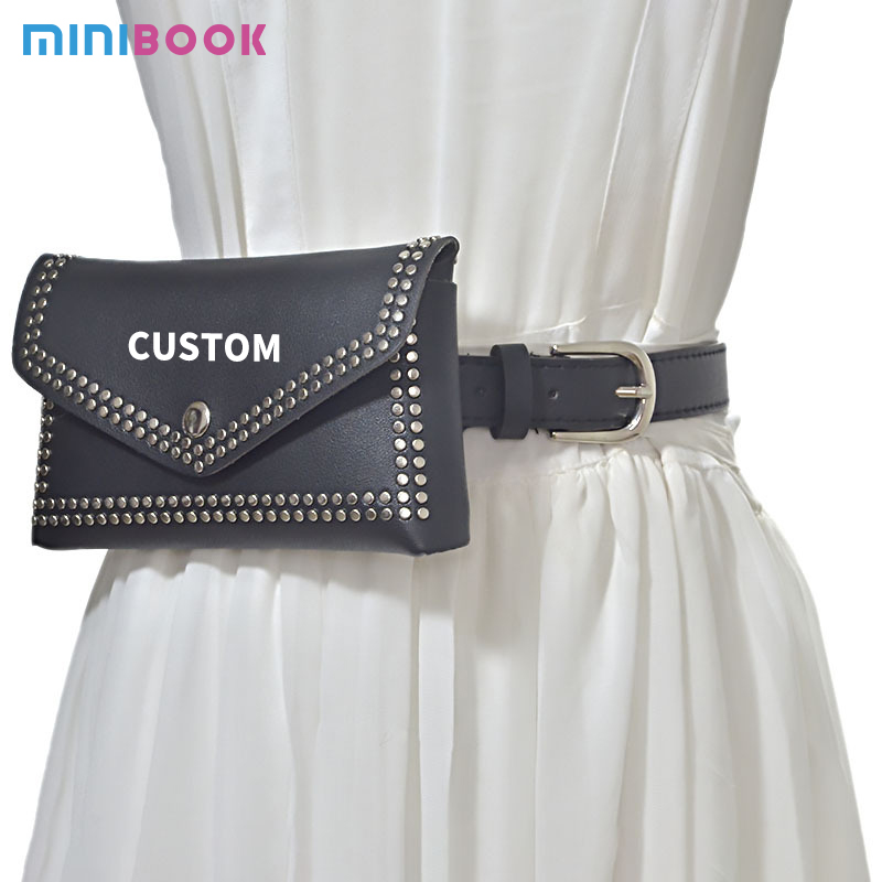 Low MOQ Mix Models Oemtailor Fashion Rivet BeltBag Pu Leather Fanny Pack Waist Bag For Women