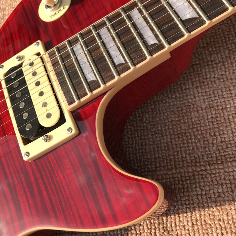 New standard LP slash electric guitar, Flame Maple Top, frets cream binding, one piece of neck & body, Tune-o-Matic brid
